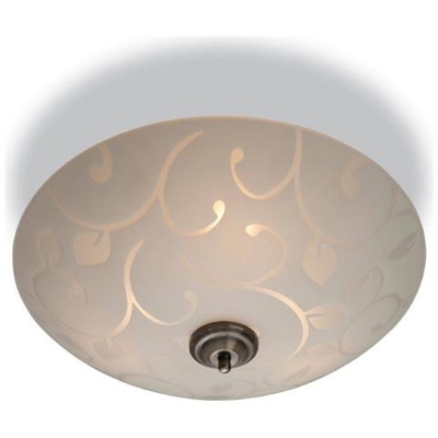 Plafoniera A 3 Luci Semi Filo Vetro Opalino, Motivo Decorativo, Attacco E14