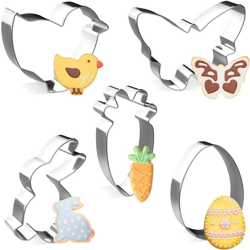 Formine Biscotti Pasqua , Acciaio Inox Modello Pasqua, Stampi Biscotti Pasqua, 5 Pezzi Set di Formine per Biscotti, Coniglio, Carota, Farfalla, Uovo, características