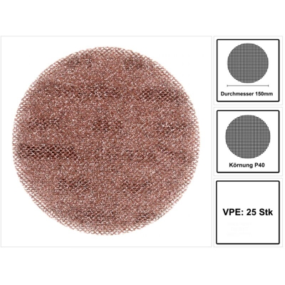 Disco 150 Millimetri per Levigatura Abranet Mirka | 40 - 25 pacco