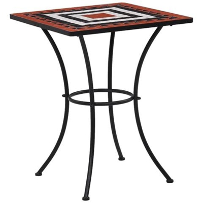 Tavolino Bistrot Con Mosaico Terracotta E Bianco 60 Cm Ceramica