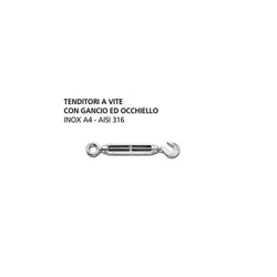 1 TENDITORE A VITE CON GANCIO E OCCHIELLO IN INOX 8 x 120 mm 0021518.IX - Oreca en oferta