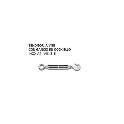 1 TENDITORE A VITE CON GANCIO E OCCHIELLO IN INOX 8 x 120 mm 0021518.IX - Oreca