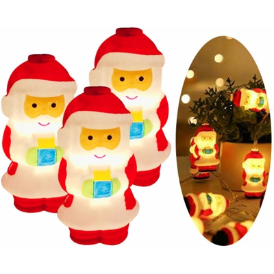 LED Santa String Lights Decorazione natalizia Luce calda Luce bianca impermeabile IP43,3m 2 luci lampeggianti - 3m 2 luci lampeggianti