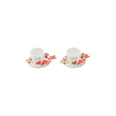 Casa Collection - Confezione 6 Tazzine da Caffe' con Piattino Bird New Bone China