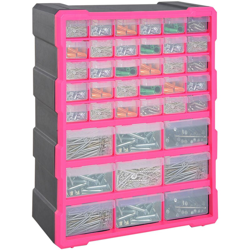 DURHAND Cassettiera in Plastica Portaminuterie con 39 Cassetti Trasparenti, Montaggio a Muro o a Terra 38x16x47.5cm Rosa en oferta