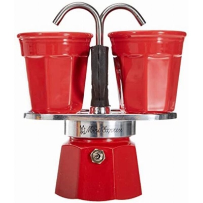 Caffettiera Mini Express Rossa con 2 Bicchieri 2 Tazze - Bialetti