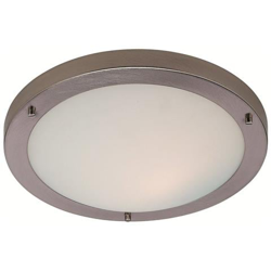 Plafoniera A Led 24 Luci Filo Acciaio Satinato, Vetro Opalino Ip44 en oferta