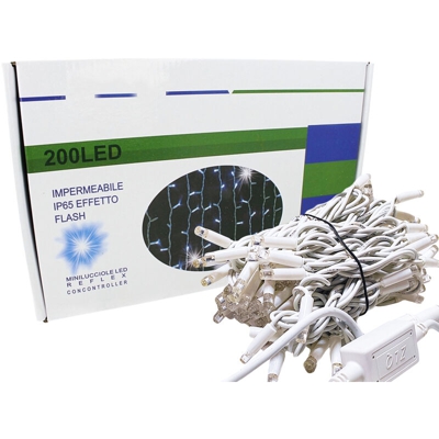 LEDLUX NN2231F Tenda Luminosa Da Esterno Professionali 200 Luci 3M X 1M Colore Bianco Freddo Effetto Cascata 20 Tende IP65 Prolungabile