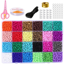 14400 PZ Perline per Braccialetti, Perline per Bigiotteria fai da te, con 124 PZ Accessori Gioielli, 24 Colori 3mm Perline Colorate, Creazione características