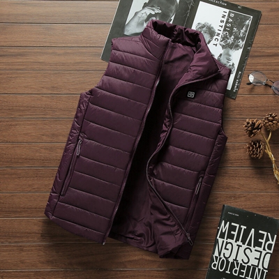 Gilet da uomo riscaldato intelligente con ricarica USB, riscaldamento e gilet in cotone caldo,vino rosso XXXL - vino rosso XXXL