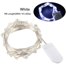 Ghirlanda a LED con bottone in filo di rame Ghirlanda di decorazioni natalizie (fornita senza batterie),Luce bianca da 1 metro - Luce bianca da 1 precio