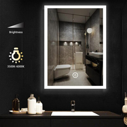 Specchio da bagno 60x80 cm con illuminazione a LED, specchio da parete cosmetico illuminato con interruttore a sfioramento características