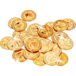 Monete d'Oro per Pirati, Tesoro dei Corsari con 288 Gettoni, Denaro in Plastica per il Carnevale, PP, Oro precio