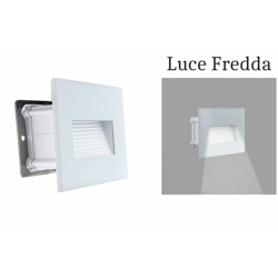 B&s - Segnapasso led 4w luce fredda rettangolare bianco cornice vetro faretto interno en oferta