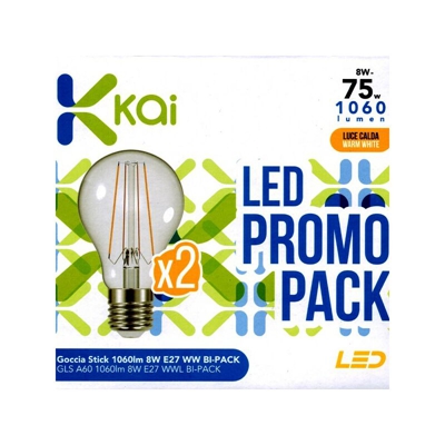 Bot Lighting - Blister di 2 lampade filo led goccia 8W E27 2700K