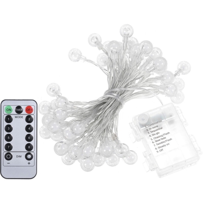 La lunghezza totale di 7m / 50 lampada luce sfera stringa perline / modalita 8/11 luminosita / temporizzatore 3 batterie AA alimentato (senza