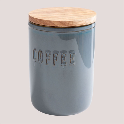 Barattolo di caffè Treska Grigio blu Cerámica - Madera de Caucho - Sklum