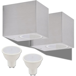 vidaXL Applique LED da Parete 2 p Quadrate Esterni Proiezione Basso - Argento precio