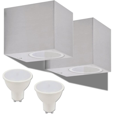 vidaXL Applique LED da Parete 2 p Quadrate Esterni Proiezione Basso - Argento