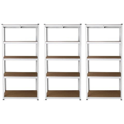 3 Scaffali E-rax Bianchi Senza Bulloni Per Magazzino E Garage Alta Qualità