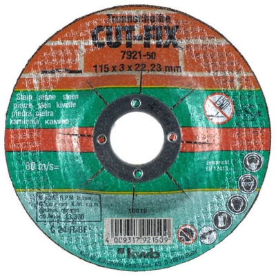 Kwb Cut-Fix Disco da Taglio Adatto per Pietra Diametro della Ruota 11.5cm Diametro del Foro 2.2cm Spessore 3mm