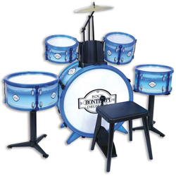 Batteria Musicale Giocattolo Bambini 4 Tamburi + Grancassa Piatto Sgabello Blu en oferta