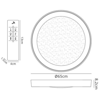 Plafoniera A Filo 65cm Rotonda 40w Led 3000-6500k Regolabile, 3200lm, Telecomando Cromato, Acrilico