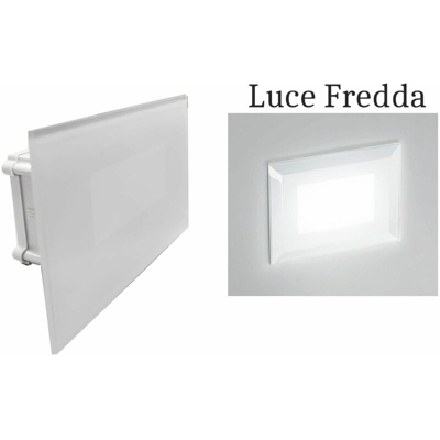 B&s - Segnapasso led 4w luce fredda rettangolo bianco vetro interno faretto incasso