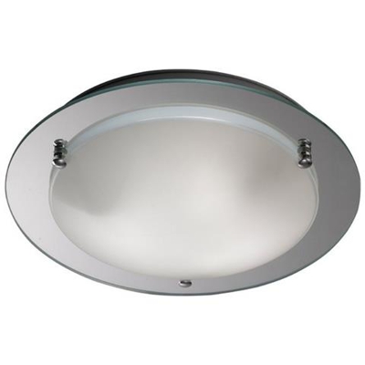 Plafoniera A Filo, Rotonda Da 450mm, 3 Luci E27 Cromo Lucido