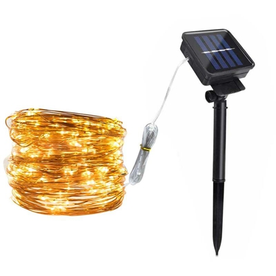 Solare LED Natale Lanterna decorativa Filo di rame Stella String Light String,Bianco caldo 8 funzioni 1 metri 1 luci - Bianco caldo 8 funzioni 1
