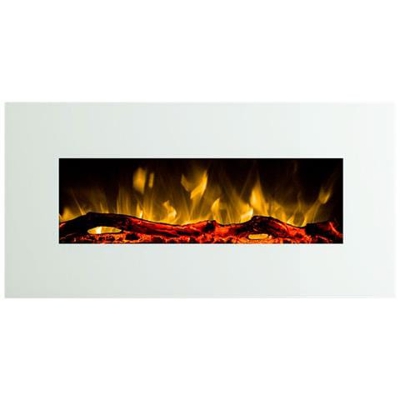 Glow Fire Pluto Caminetto Murale Elettrico Con Effetto Fuoco E Telecomando, Bianco