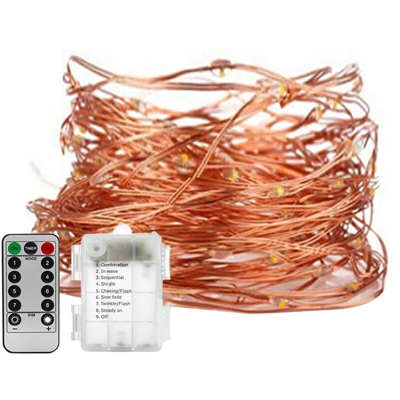 3AA 8 modalita di regolazione remota IP65 vano batteria impermeabile stringa rame giardino luce ambiente festivo delle luci di Natale (fornito senza