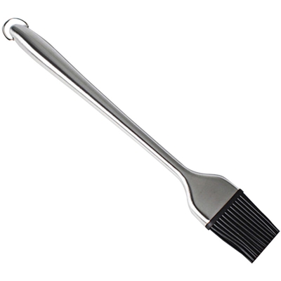 Spazzola per barbecue in silicone con manico in acciaio inossidabile | Manico diritto 30 cm - Manico diritto 30 cm
