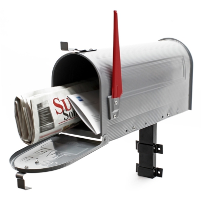 Cassetta postale americana US Mailbox con supporto a parete grigio silver