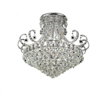 Filo A Soffitto Tondo 12 Luce Cromo Lucido, Cristallo