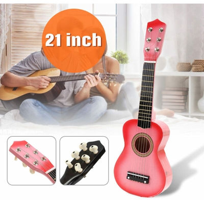 21 '' chitarra acustica per bambini principianti 6 corde strumento musicale giocattolo regalo per bambini (rosa, 21 pollici)