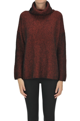 Ribbed knit turtleneck pullover