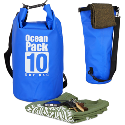 Zaino impermeabile Ocean Pack 10 L borsa stagna dry bag sacca ultraleggera per kajak vela sci blu características