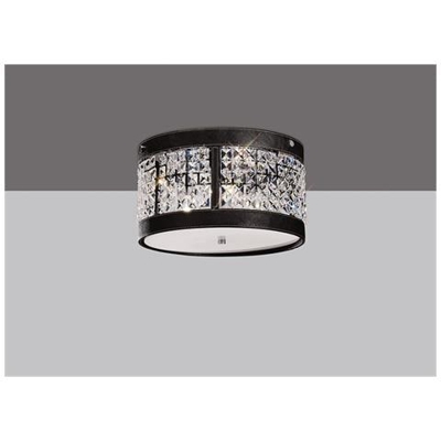 Soffitto Cilindrico 3 Luci Cromo Lucido, Ecopelle Testa Di Moro, Cristallo