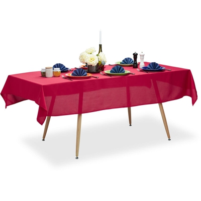 Tovaglia da tavola idrorepellente poliestere stirabile copritavolo da giardino rettangolare 140x220 rosso