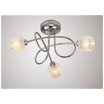 Soffitto Semi-filo 3 Luci G9 Cromo Lucido, Vetro Strutturato Trasparente