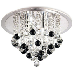 Plafoniera A Filo 6 Cromo Lucido, Finiture In Acrilico, Cristallo. Fornito Con 25 Sfere Aggiuntive In Cristallo Nero en oferta