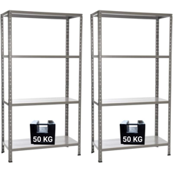 Grima Pacco Doppio Con 2 Scaffali Completi 90 X 40 X 174 Cm 4 Ripiani 50 Kg precio