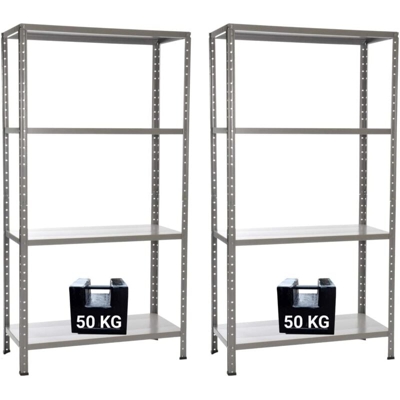 Grima Pacco Doppio Con 2 Scaffali Completi 90 X 40 X 174 Cm 4 Ripiani 50 Kg