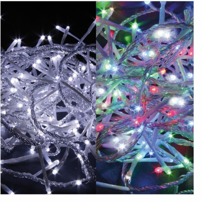 Luci di Natale 300 led Bianco Multi 2 in 1 Trasparenti 30 mt Ip44