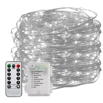 All'aperto Natale luci principali contenitore di batteria impermeabile luce della stringa di rame a distanza, la luce bianca della cassa di batteria