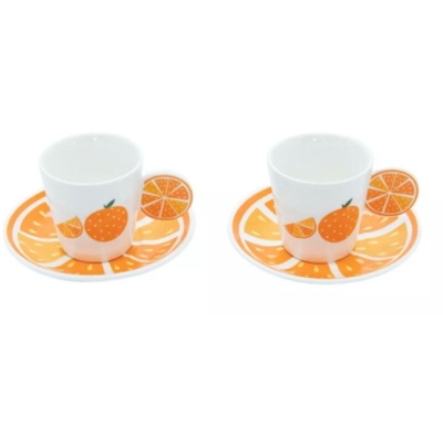 Casa Collection - Confezione 6 Tazzine da Caffe' con Piattino Arancia New Bone China