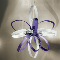 Lampadario moderno stella s e27 led metallo sospensione, finitura metallo bianco-viola - Due P Illuminazione precio