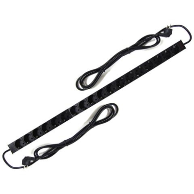 Multipresa Ciabatta Elettrica Per Armadi Rack 19'''' 1u Con 18 Prese Schuko Alluminio Verticale