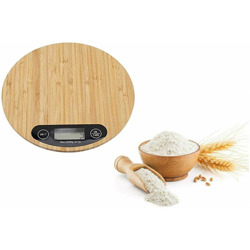 Bilancia digitale cucina 5kg pesa alimenti lcd ripiano in legno tonda en oferta